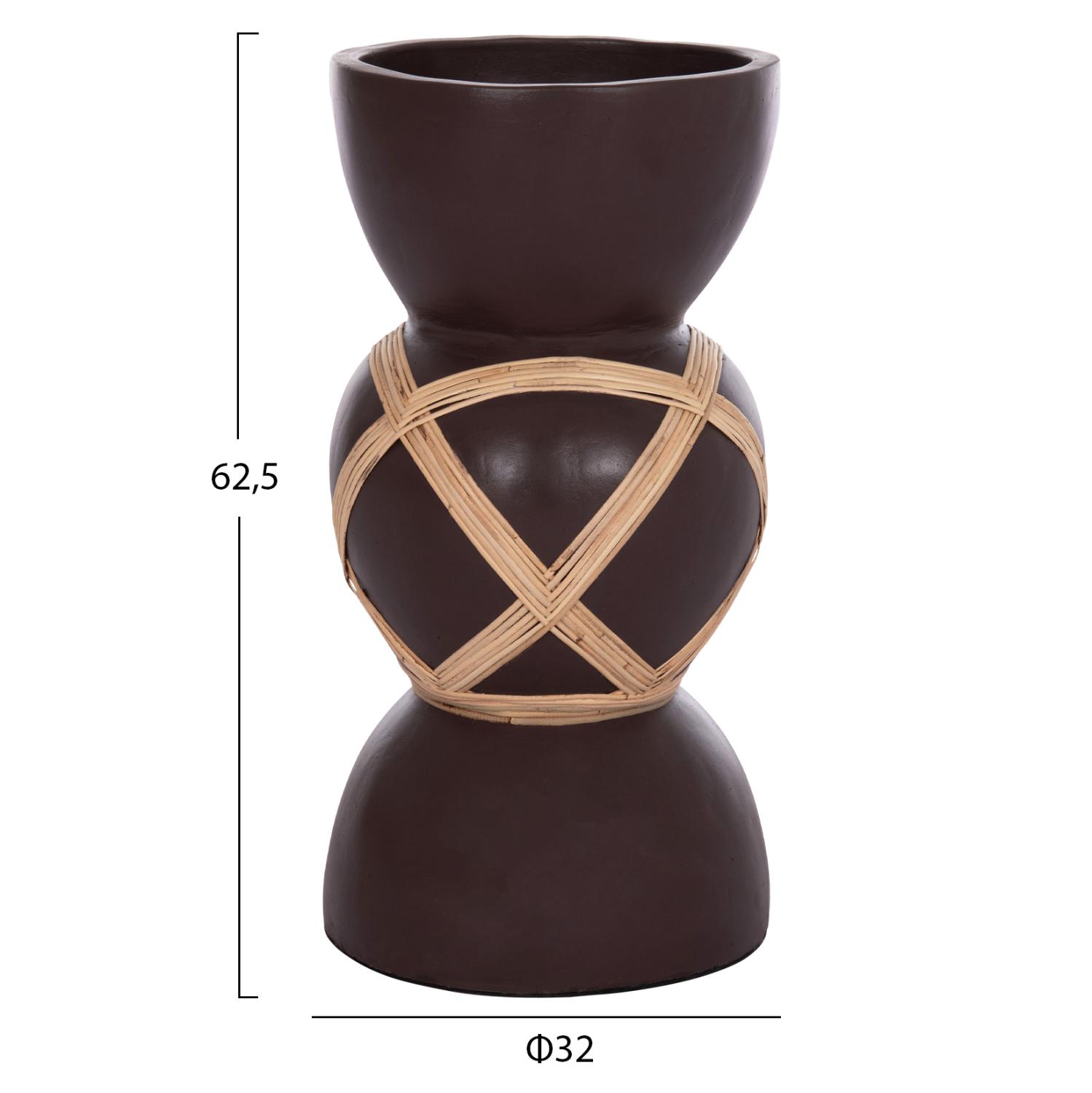 ΔΙΑΚΟΣΜΗΤΙΚΟ ΒΑΖΟ ΔΑΠΕΔΟΥ FB94672.07L TERRACOTTA ΣΟΚΟΛΑΤΙ-RATTAN Φ32x62.5Υεκ - Image 2