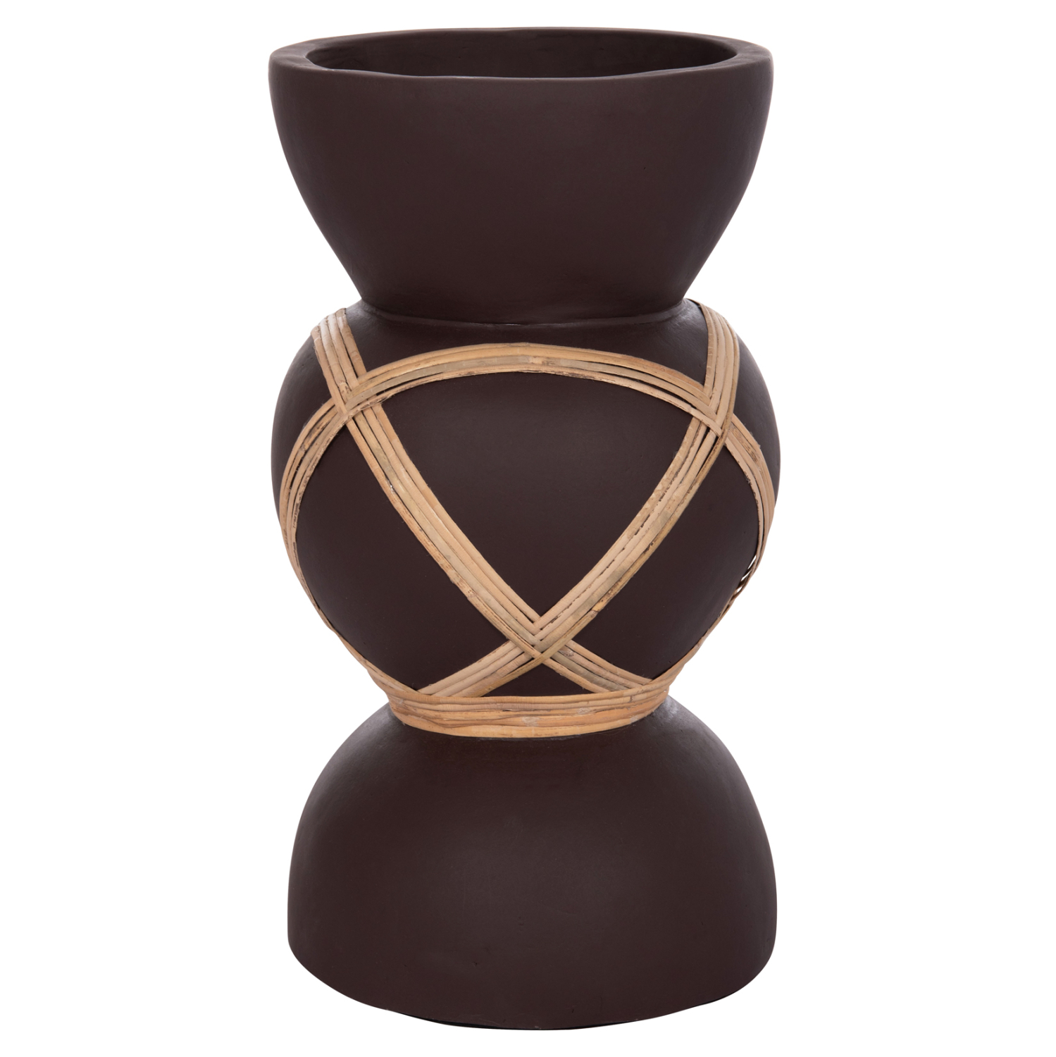 ΔΙΑΚΟΣΜΗΤΙΚΟ ΒΑΖΟ ΔΑΠΕΔΟΥ FB94672.07S TERRACOTTA ΣΟΚΟΛΑΤΙ-RATTAN Φ27.5x50Υεκ - Image 3
