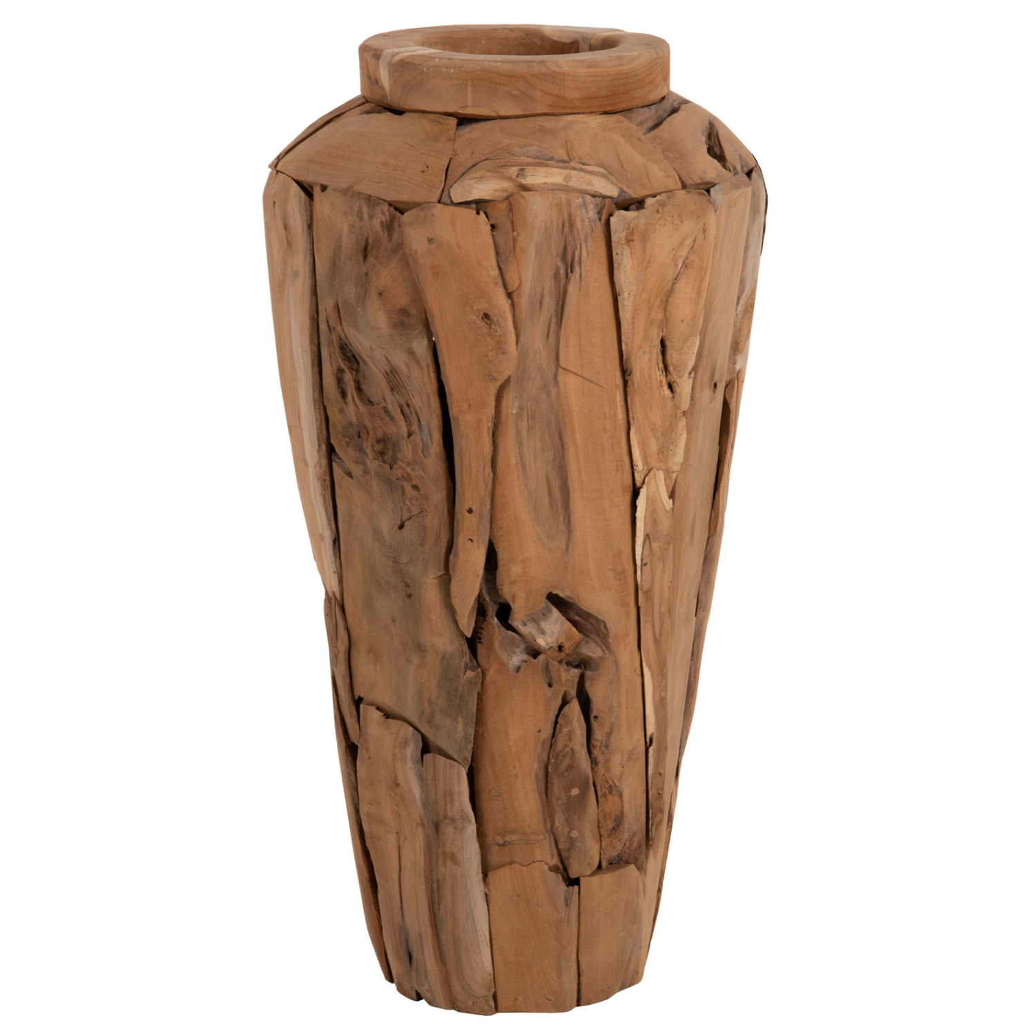 ΔΙΑΚΟΣΜΗΤΙΚΟ ΒΑΖΟ ΔΑΠΕΔΟΥ FB97920 ΑΠΟ ΚΟΜΜΑΤΙΑ ΑΝΑΚΥΚΛΩΜΕΝΟΥ ΞΥΛΟΥ TEAK ΣΕ ΦΥΣΙΚΟ Φ40x80Υεκ. - Image 3