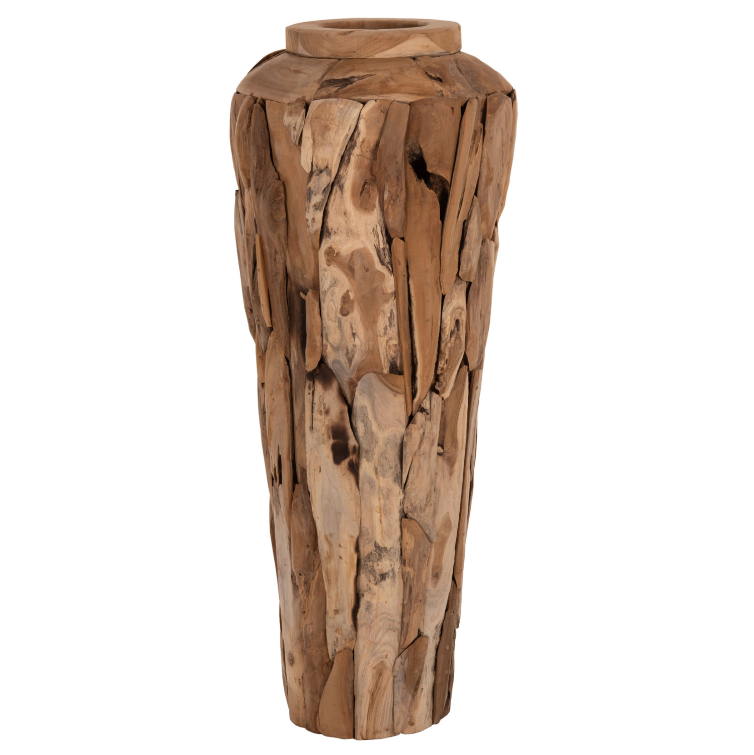 ΔΙΑΚΟΣΜΗΤΙΚΟ ΒΑΖΟ ΔΑΠΕΔΟΥ FB97921 ΑΠΟ ΚΟΜΜΑΤΙΑ ΑΝΑΚΥΚΛΩΜΕΝΟΥ ΞΥΛΟΥ TEAK ΣΕ ΦΥΣΙΚΟ Φ50x120Υ εκ. - Image 3