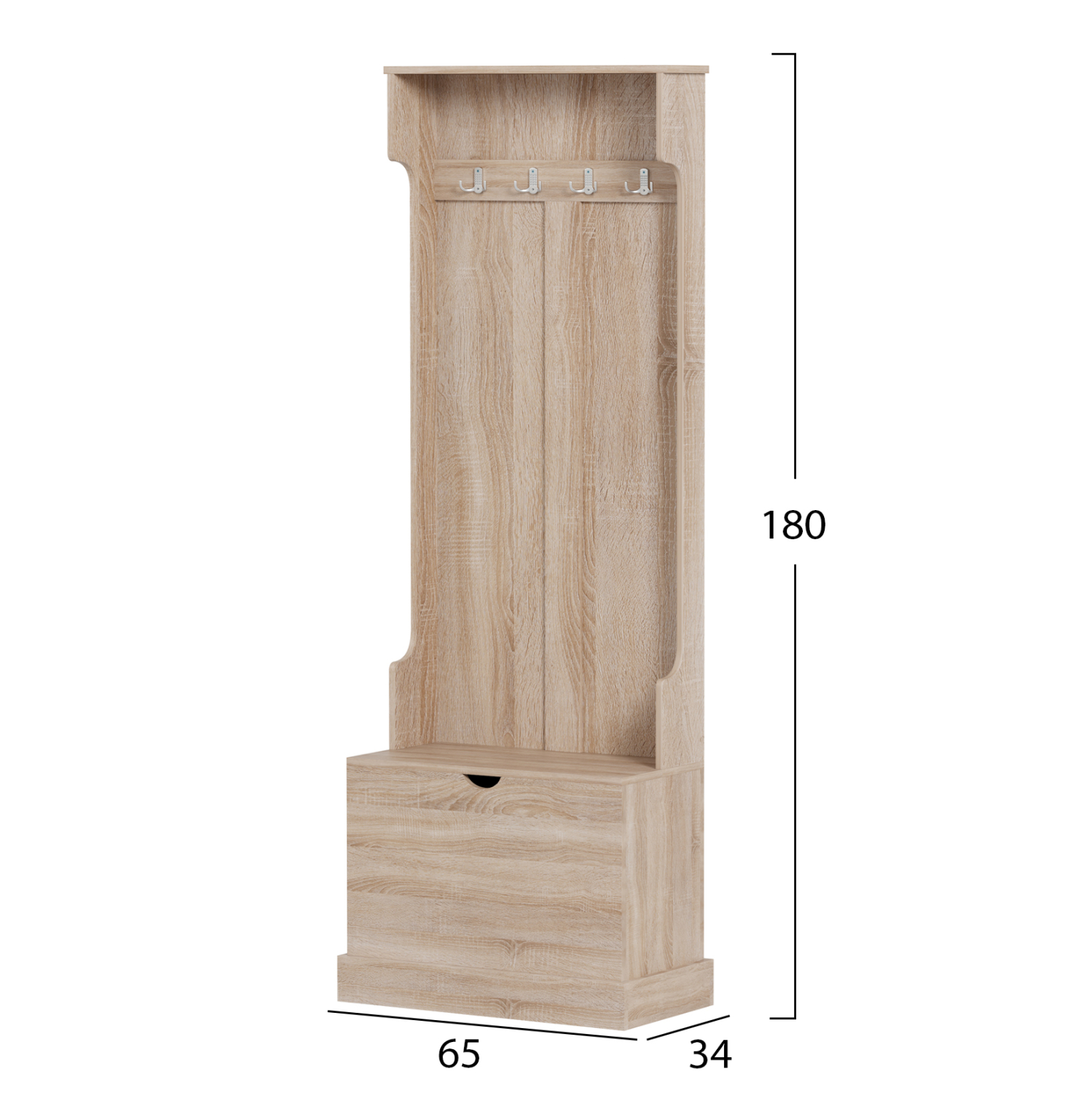 ΕΠΙΠΛΟ ΕΙΣΟΔΟΥ FB92474.01 ΜΕ ΚΡΕΜΑΣΤΡΕΣ&ΑΠΟΘ.ΧΩΡΟ- MDF ΣΕ ΣΟΝΑΜΑ 65x34x180Υεκ - Image 2