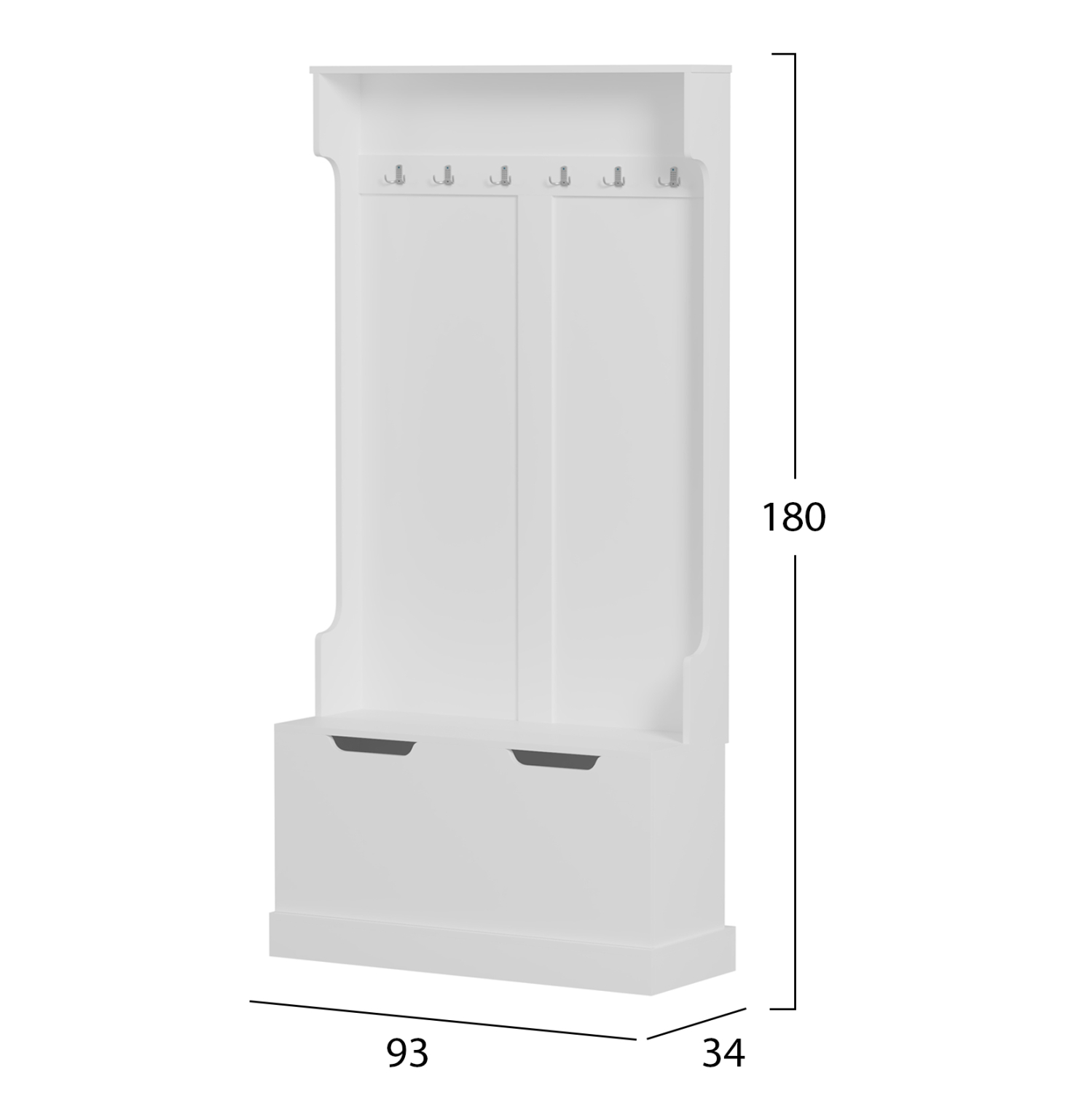 ΕΠΙΠΛΟ ΕΙΣΟΔΟΥ FB92475.03 ΜΕ ΚΡΕΜΑΣΤΡΕΣ&ΑΠΟΘ.ΧΩΡΟ-MDF ΣΕ ΛΕΥΚΟ 93x34x180Υεκ - Image 2