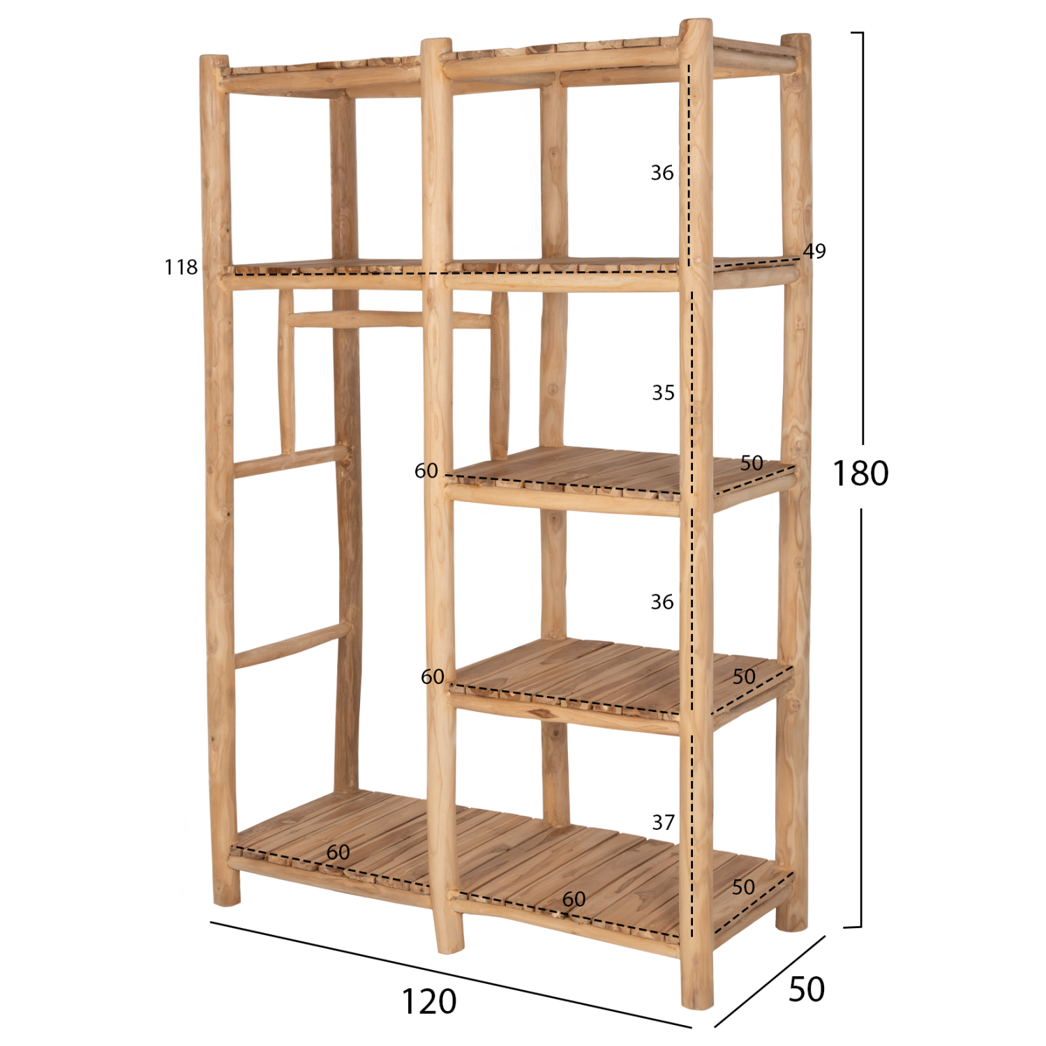 ΕΠΙΠΛΟ ΕΙΣΟΔΟΥ FB99550 ΞΥΛΟ ΤΕΑΚ ΣΕ ΦΥΣΙΚΟ ΧΡΩΜΑ 120x50x180Yεκ. - Image 2