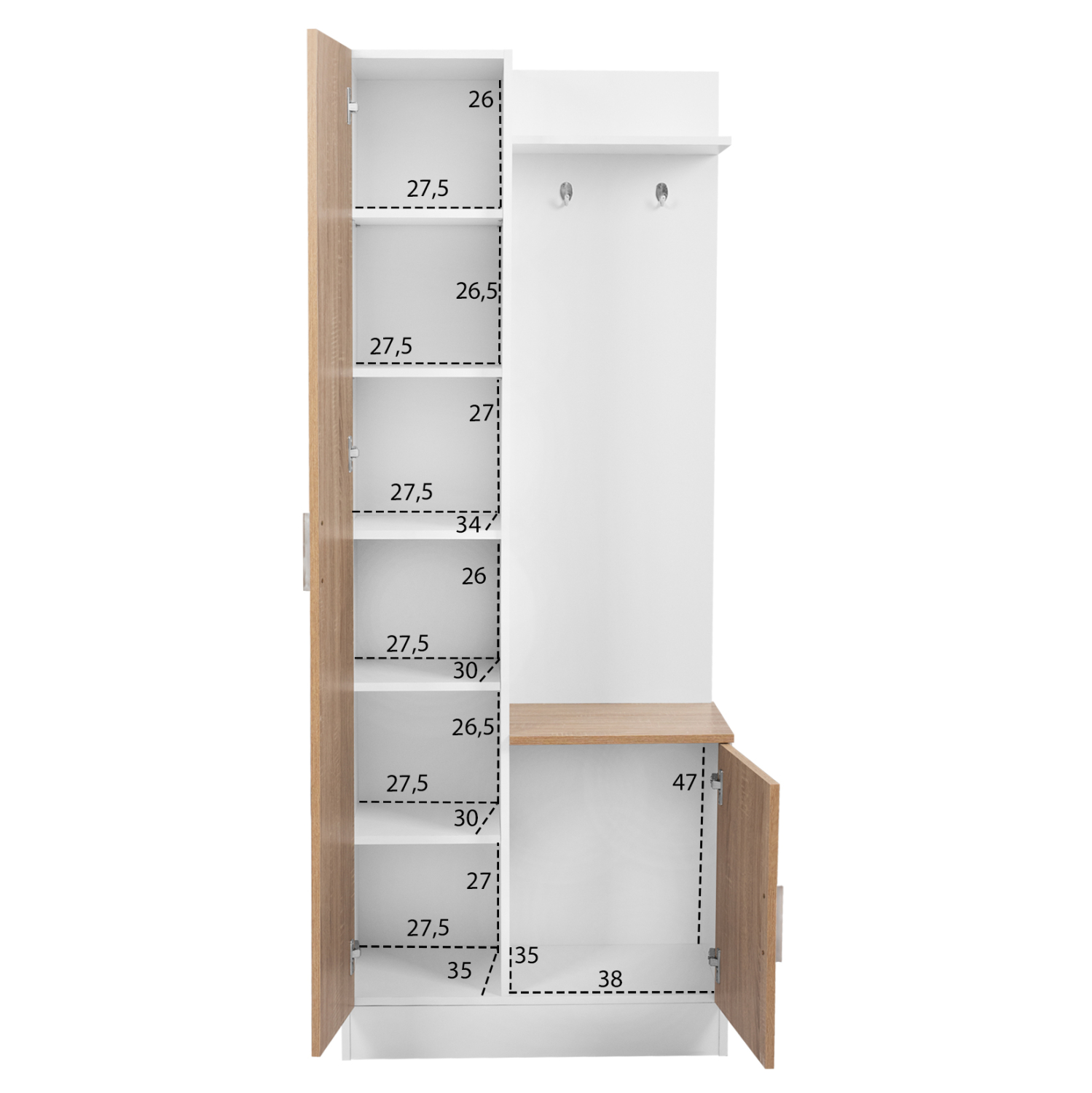 ΕΠΙΠΛΟ ΕΙΣΟΔΟΥ ΜΕ ΚΑΘΡΕΠΤΗ FB92264 ΛΕΥΚΟ-SONAMA 70x37x181 εκ. - Image 3