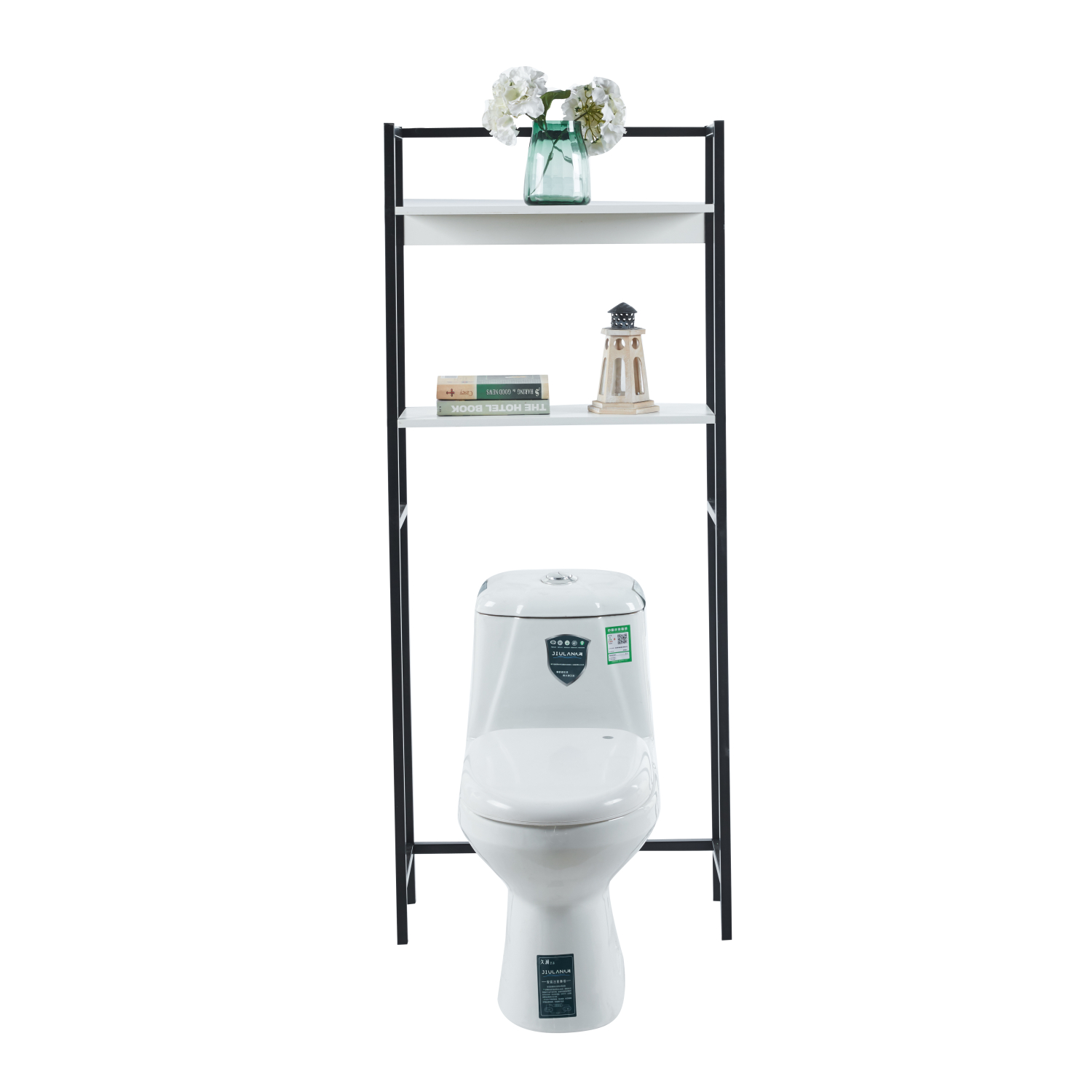 ΕΠΙΠΛΟ ΠΛΥΝΤΗΡΙΟΥ-ΡΑΦΙΕΡΑ FB918072.02 ΜΕΤΑΛΛΟ ΜΑΥΡΟ-MDF ΛΕΥΚΟ 64x25x156Υεκ. - Image 3