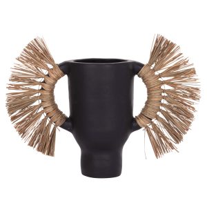 ΕΠΙΤΡΑΠΕΖΙΟ ΔΙΑΚΟΣΜΗΤΙΚΟ ΒΑΖΟ FB94668.01S ΜΑΥΡΗ ΤΕΡΑΚΟΤΑ & GRASS--55x19x34Υεκ