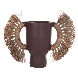 ΕΠΙΤΡΑΠΕΖΙΟ ΔΙΑΚΟΣΜΗΤΙΚΟ ΒΑΖΟ FB94668.07L ΣΟΚΟΛΑΤΙ ΤΕΡΑΚΟΤΑ & GRASS--64x22x38Υεκ