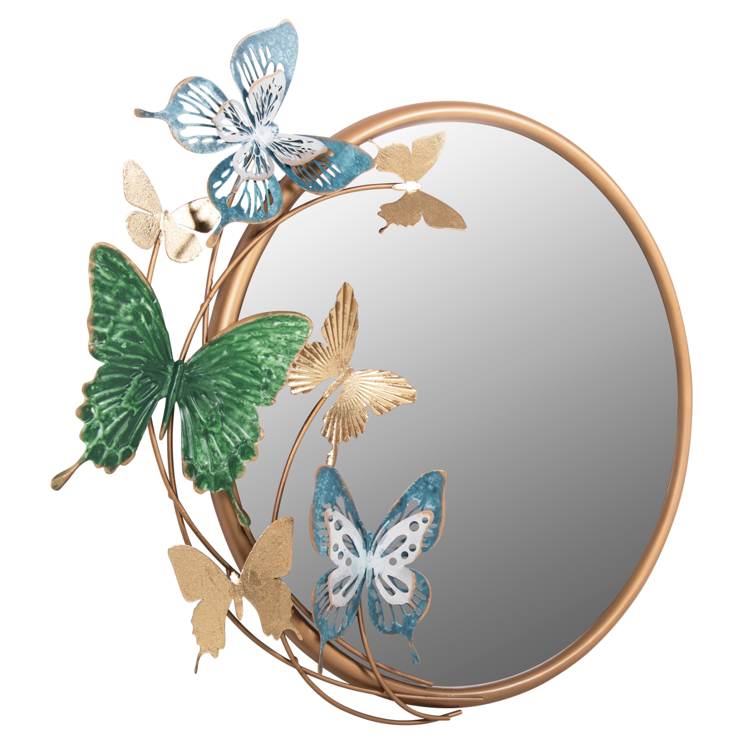 ΚΑΘΡΕΠΤΗΣ ΤΟΙΧΟΥ ΣΤΡΟΓΓΥΛΟΣ FB94213 ΜΕΤΑΛΛΟ ΣΕ ΧΡΥΣΟ-ΠΡΑΣΙΝΟ-ΜΠΛΕ 62x6,5x56Yεκ. - Image 3