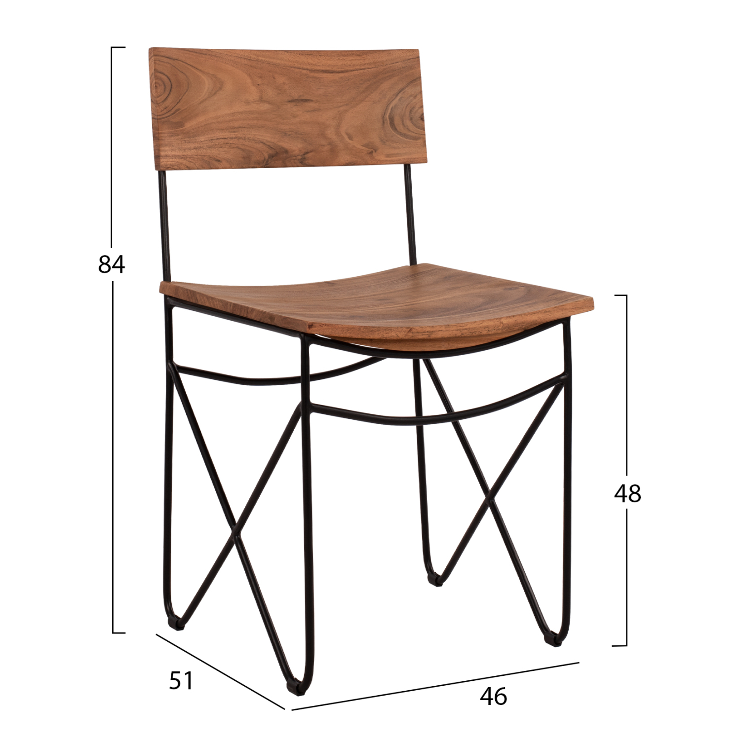 ΚΑΡΕΚΛΑ ΑΠΟ ΜΑΣΙΦ ΞΥΛΟ ΑΚΑΚΙΑΣ KAI ΜΕΤΑΛΛΟ ΦΥΣΙΚΟ 46x51x84ΥεκFB98180.11 - Image 2