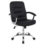 ΚΑΡΕΚΛΑ ΓΡΑΦΕΙΟΥ FB91113 ΜΕ ΜΑΥΡΟ PU ΚΑΙ ΒΑΣΗ ΧΡΩΜΙΟΥ 62x62x104 cm.