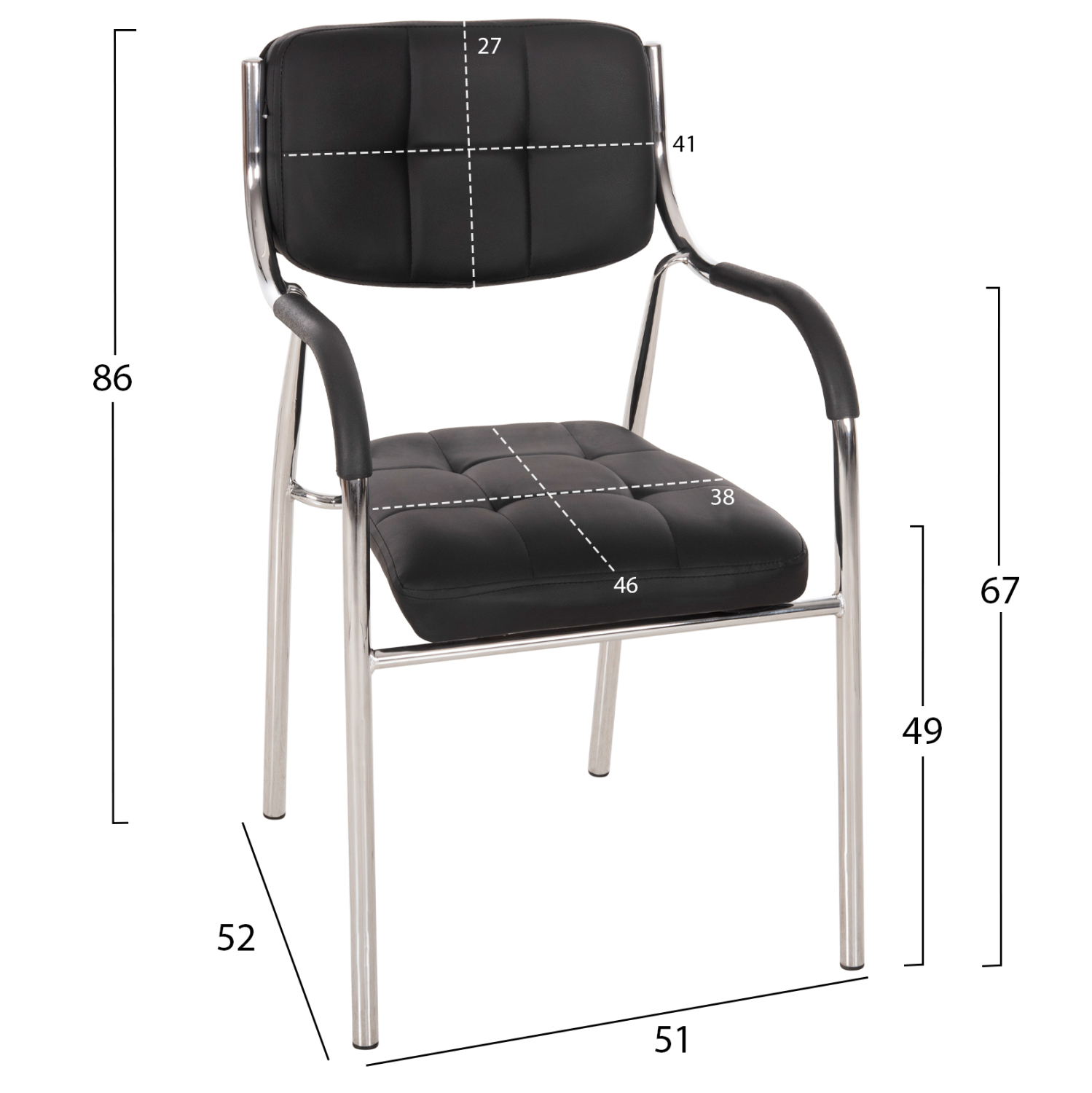 ΚΑΡΕΚΛΑ ΕΠΙΣΚΕΠΤΗ ΓΡΑΦΕΙΟΥ FB91018.01 ΜΑΥΡΟ PU 51x52x86Υ εκ. - Image 2
