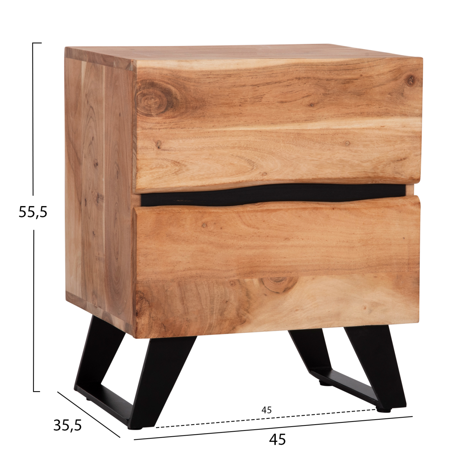 ΚΟΜΟΔΙΝΟ FB98360.11 ΑΠΟ ΜΑΣΙΦ ΞΥΛΟ ΑΚΑΚΙΑΣ 45x35x56Yεκ. - Image 2