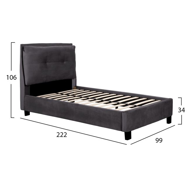 ΚΡΕΒΑΤΙ 90x200 εκ. ΜΕ ΥΦΑΣΜΑ ΒΕΛΟΥΔΟ ΓΚΡΙ FB9561.01 - Image 2