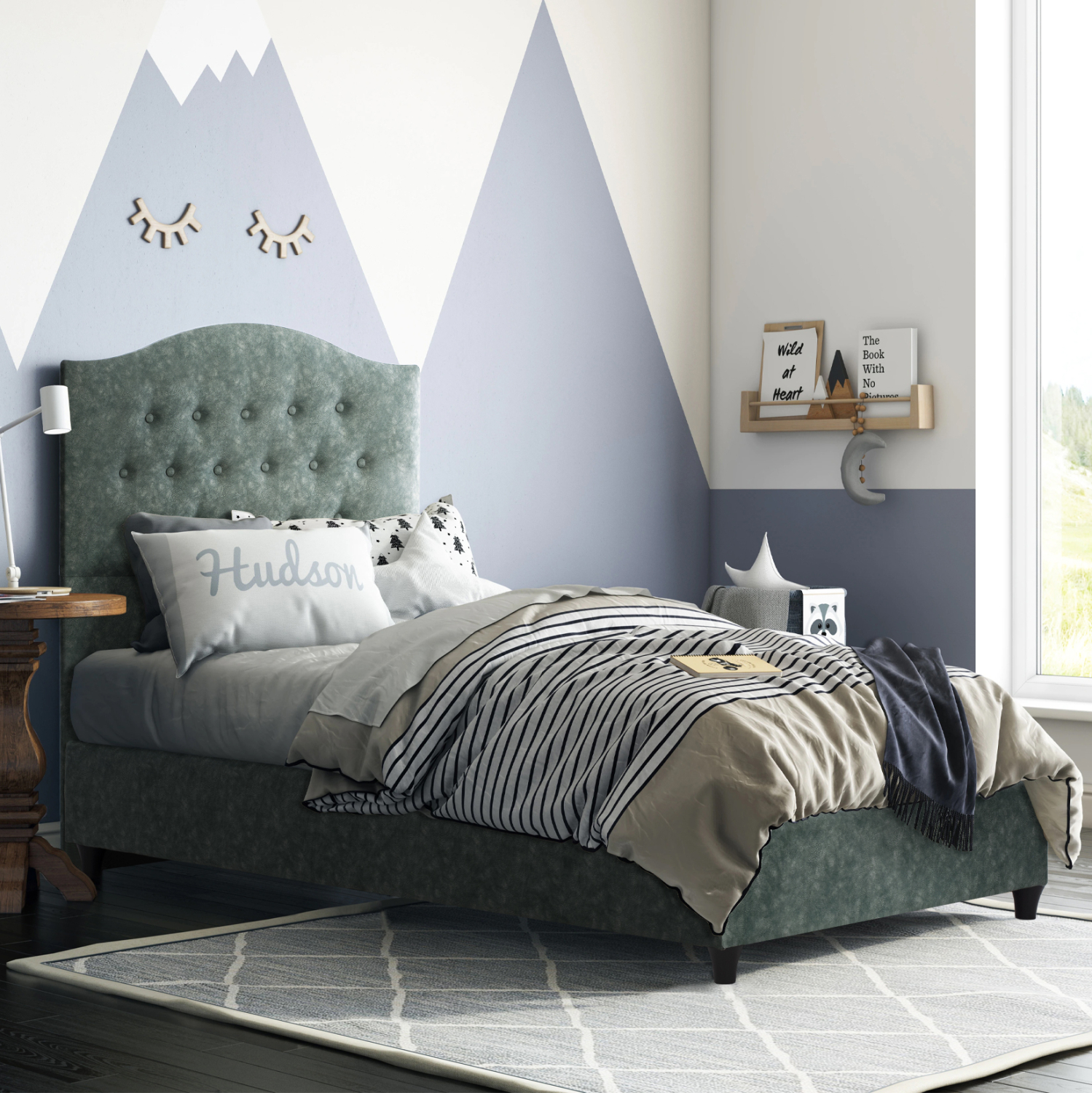 ΚΡΕΒΑΤΙ ΑΠΟ ΠΡΑΣΙΝΟ ΥΦΑΣΜΑ Τ. NUBUK FB9651.27 ΓΙΑ ΣΤΡΩΜΑ 90x200 εκ. - Image 2