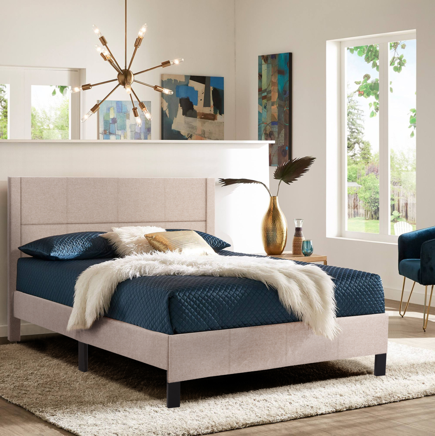 ΚΡΕΒΑΤΙ ΔΙΠΛΟ & ΣΤΡΩΜA FB921202.15 ΜΠΕΖ ΥΦΑΣΜΑ--ΓΙΑ 160x200εκ - Image 2