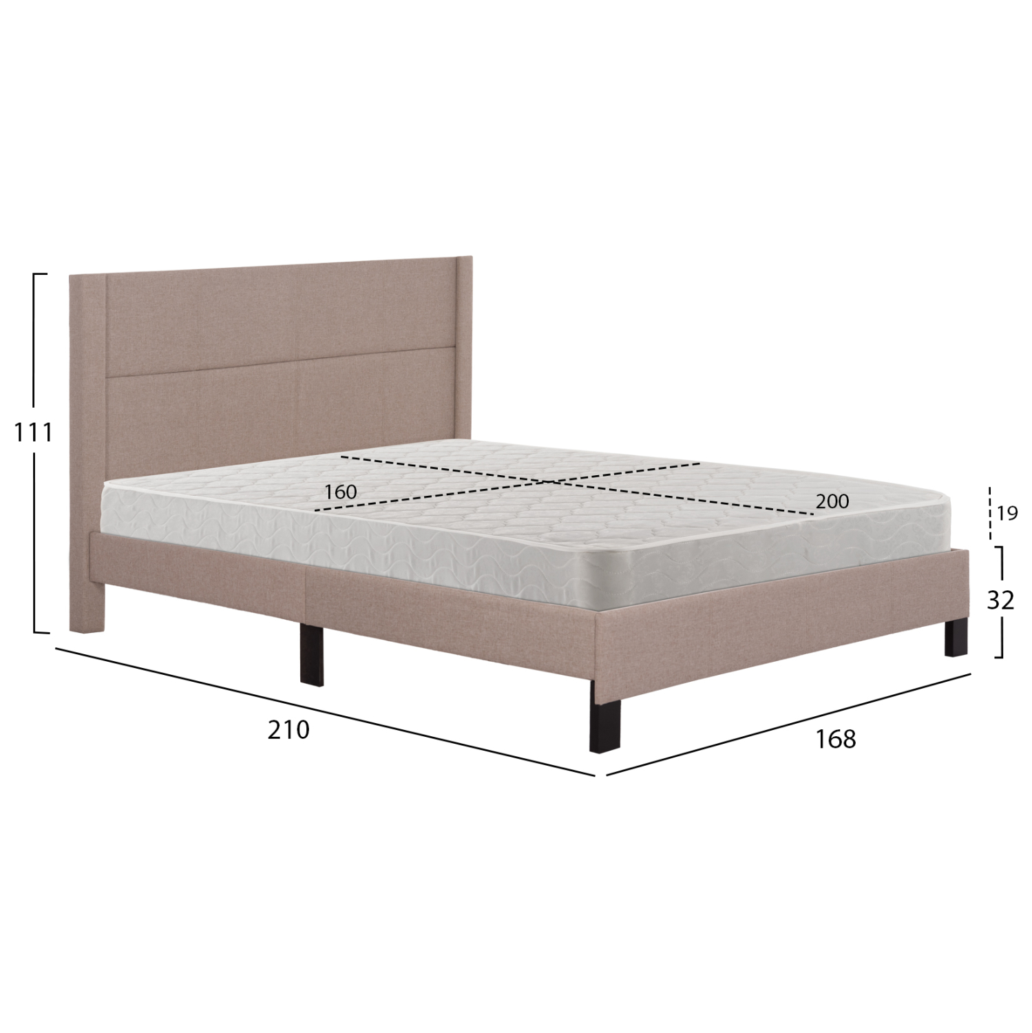 ΚΡΕΒΑΤΙ ΔΙΠΛΟ & ΣΤΡΩΜA FB921202.15 ΜΠΕΖ ΥΦΑΣΜΑ--ΓΙΑ 160x200εκ - Image 3