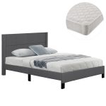 ΚΡΕΒΑΤΙ ΔΙΠΛΟ & ΣΤΡΩΜΑ FB921202.12 ΓΚΡΙ ΥΦΑΣΜΑ--ΓΙΑ 160x200εκ