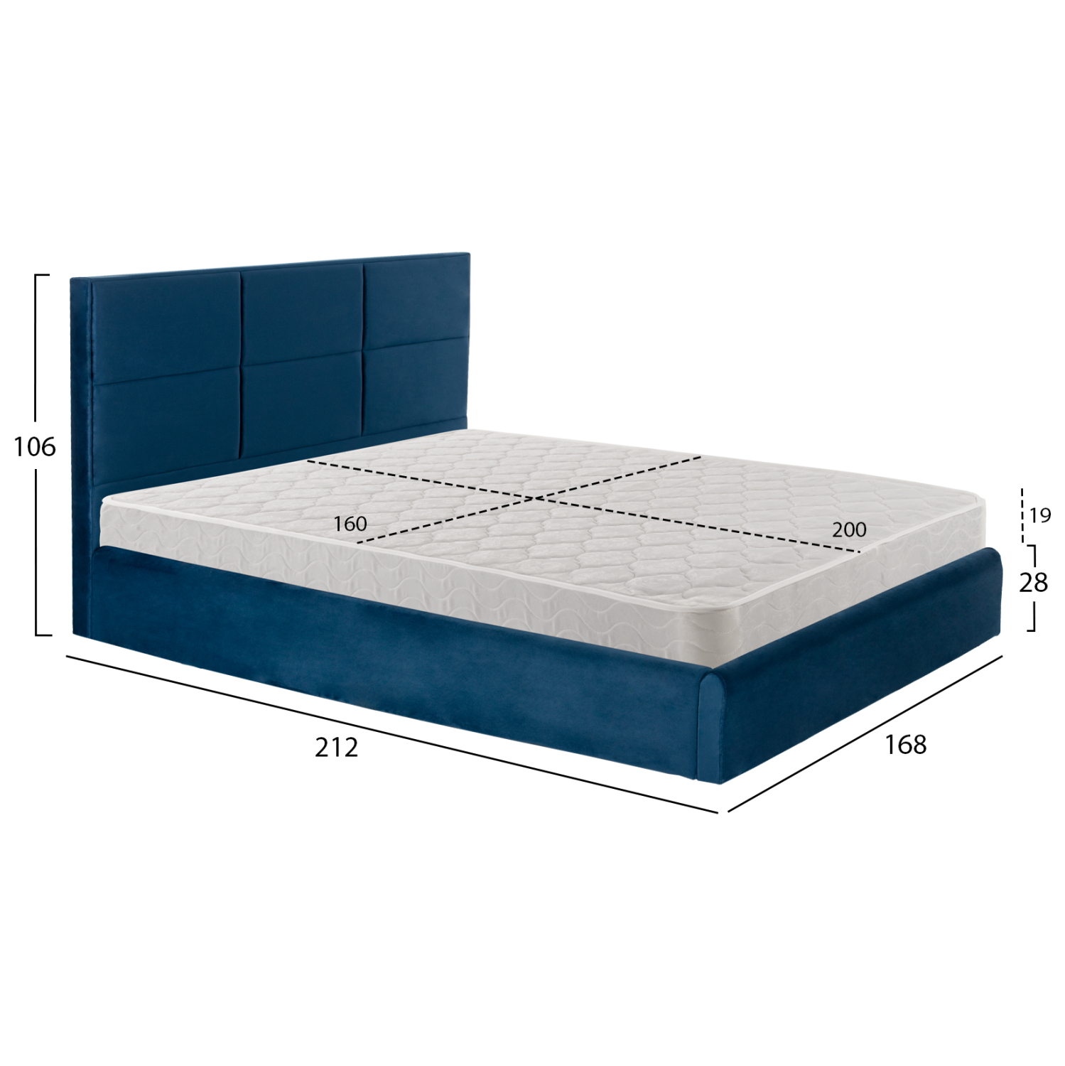 ΚΡΕΒΑΤΙ ΔΙΠΛΟ & ΣΤΡΩΜΑ FB921272.03 ΜΠΛΕ ΒΕΛΟΥΔΟ ΜΕ ΑΠΟΘ.ΧΩΡΟ--ΓΙΑ 160x200εκ - Image 3