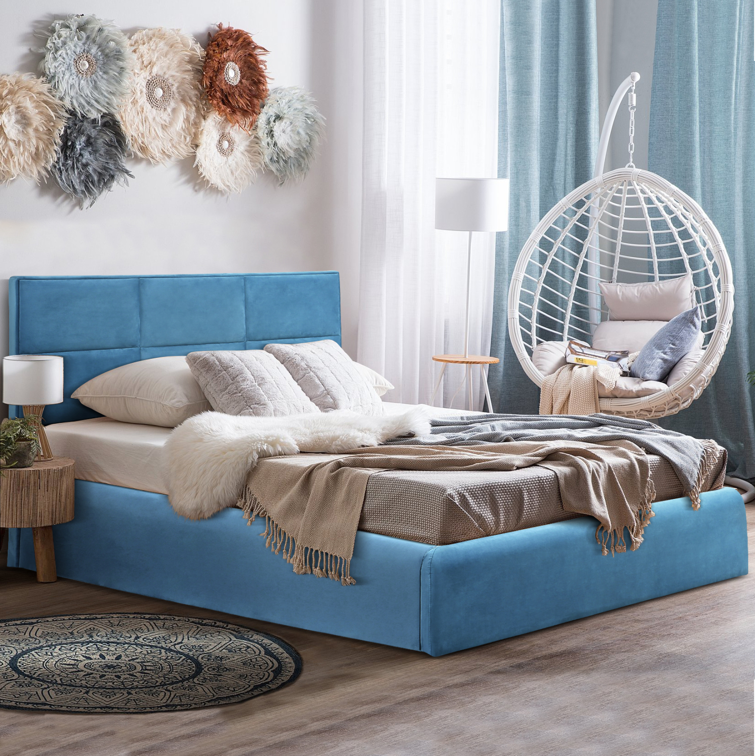 ΚΡΕΒΑΤΙ ΔΙΠΛΟ & ΣΤΡΩΜΑ FB921272.04 ΠΕΤΡΟΛ ΒΕΛΟΥΔΟ ΜΕ ΑΠΟΘ.ΧΩΡΟ--ΓΙΑ 160x200εκ - Image 2