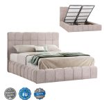 ΚΡΕΒΑΤΙ ΜΕ ΑΠΟΘ. ΧΩΡΟ FB9720.10 ΥΦΑΣΜΑ TEDDY ΜΠΕΖ-ΓΙΑ ΣΤΡΩΜΑ 160x200εκ