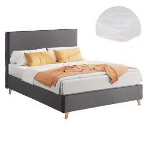 ΚΡΕΒΑΤΙ ΜΕ ΣΤΡΩΜΑ FB921281.03 ΓΚΡΙ ΥΦΑΣΜΑ--ΓΙΑ 120x200εκ