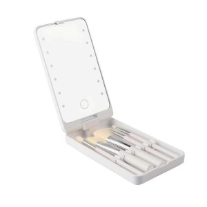 Καθρέπτης μακιγιάζ LED κασετίνα με σετ πινέλων - XR-6601 - 566016 - White