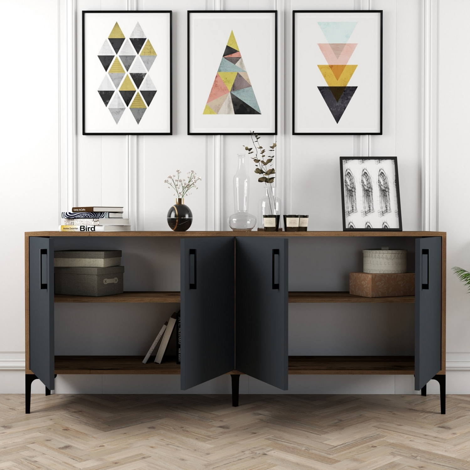 ΜΠΟΥΦΕΣ ΜΕΛΑΜΙΝΗΣ ΚΑΡΥΔΙ ΜΕ ΑΝΘΡΑΚΙ ΠΟΡΤΕΣ 180x35x78Υεκ.FB99428.01 - Image 3