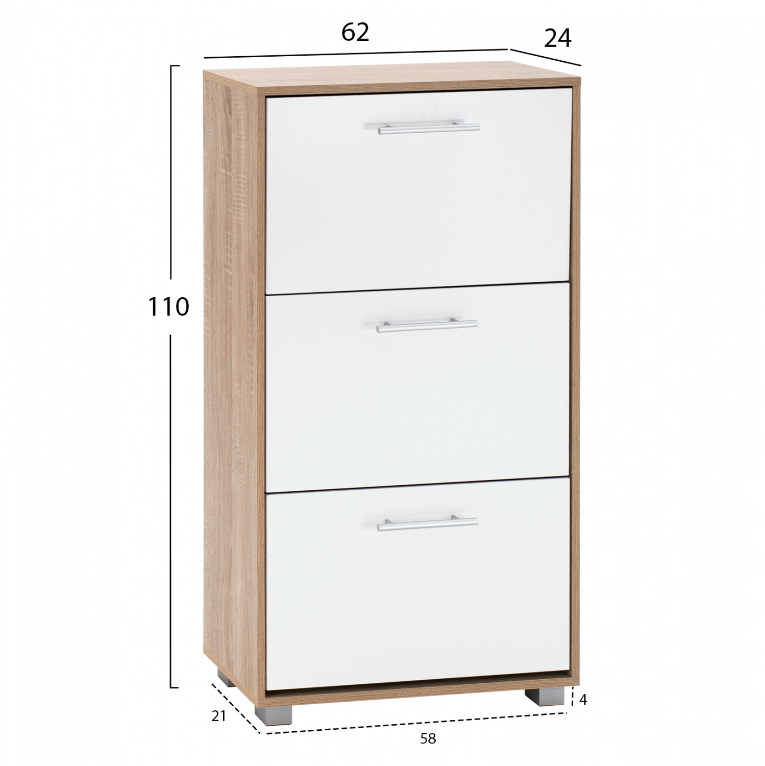 ΠΑΠΟΥΤΣΟΘΗΚΗ ΜΕΛΑΜΙΝΗΣ 3ΘΕΣΕΩΝ FB92221.06 SONAMA-ΛΕΥΚΗ 62Χ24Χ110Υ εκ. - Image 2