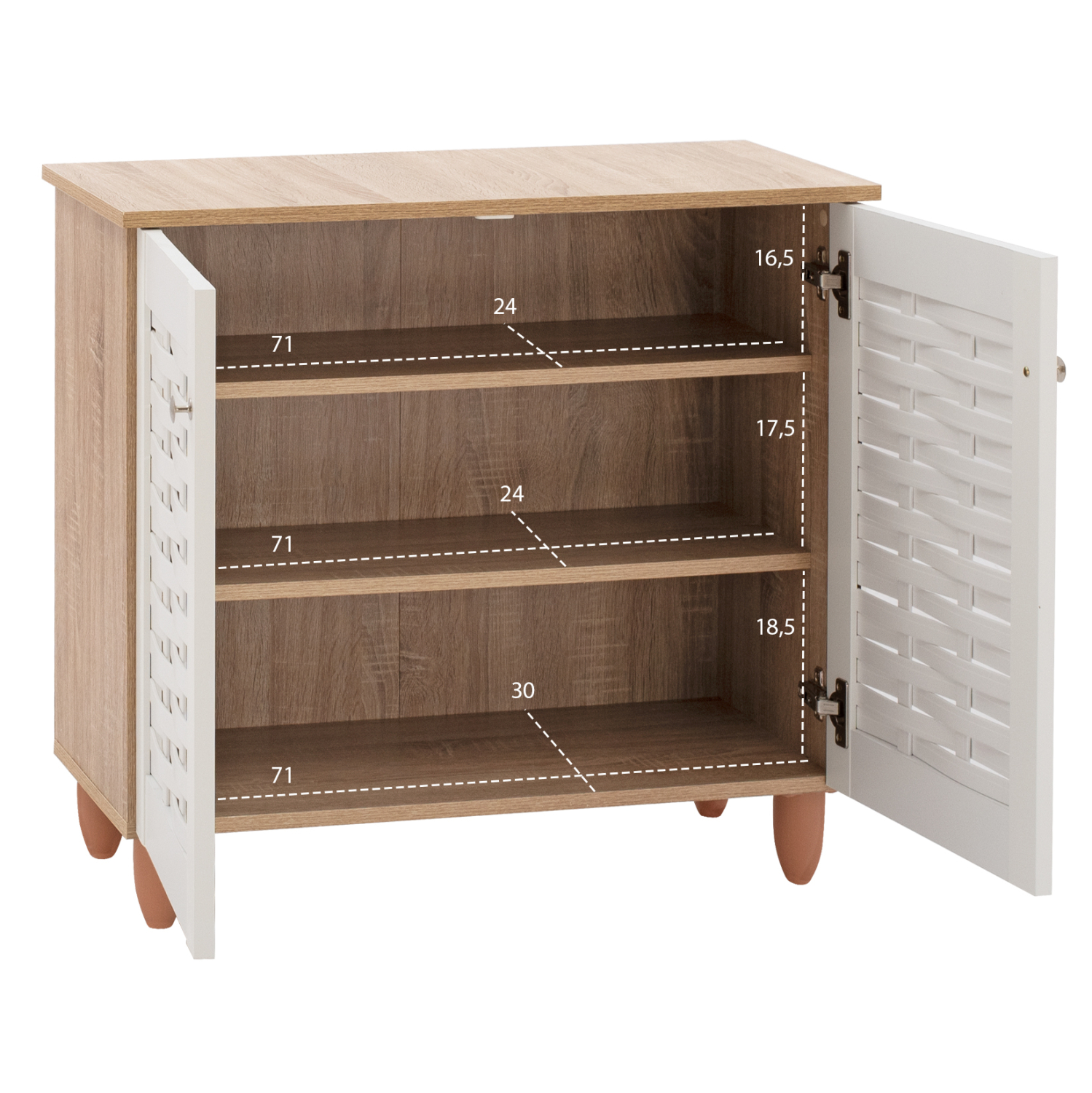 ΠΑΠΟΥΤΣΟΘΗΚΗ-ΝΤΟΥΛΑΠΙ ΞΥΛΙΝΗ FB92208.06 SONAMΑ ΛΕΥΚΗ 77Χ34Χ67,5 εκ. - Image 3