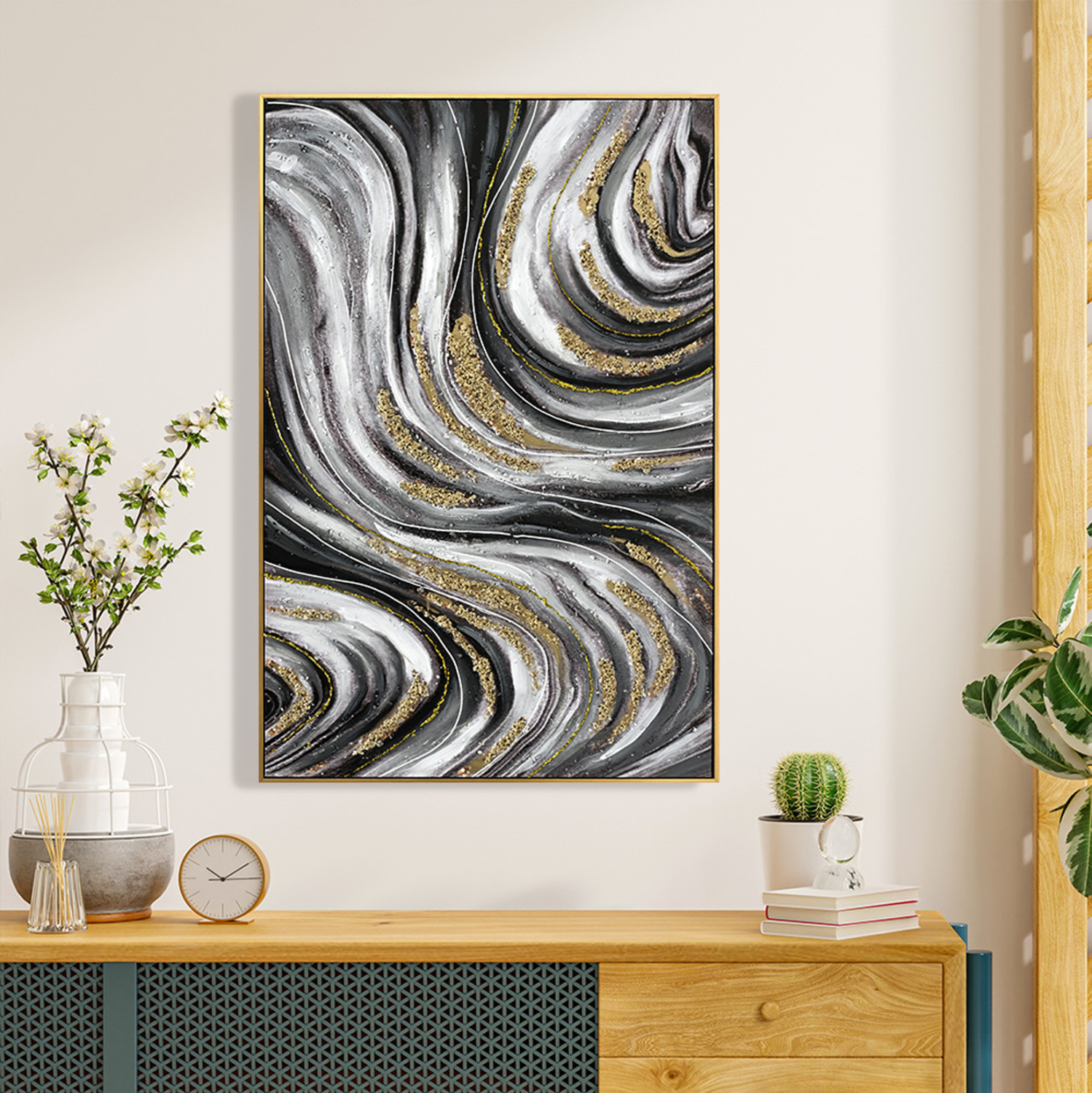 ΠΙΝΑΚΑΣ TOIXOY FB94561 ΜΕ ΚΟΡΝΙΖΑ ΜΠΕΖ-ΚΑΜΒΑΣ ΕΚΤΥΠΩΣΗ ABSTRACT 62x4,5x92Υεκ. - Image 3