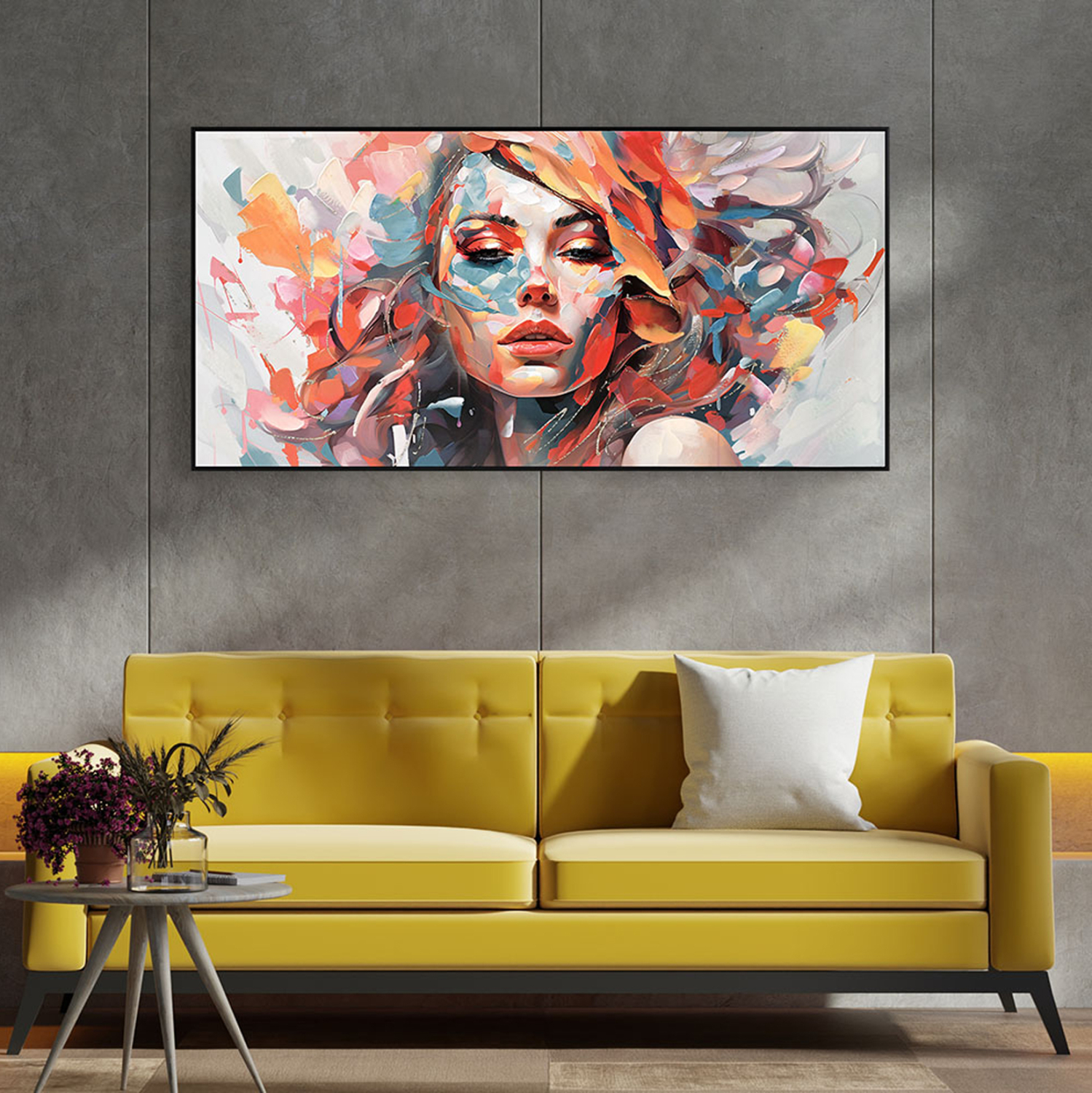 ΠΙΝΑΚΑΣ TOIXOY FB94570 ΚΟΡΝΙΖΑ ΜΑΥΡΗ-ΚΑΜΒΑΣ ΕΚΤΥΠΩΣΗ ΓΥΝΑΙΚΕΙΟ ΠΡΟΣΩΠΟ 122x4,5x62Υεκ. - Image 3