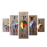 ΠΙΝΑΚΑΣ ΠΕΝΤΑΠΤΥΧΟ MDF COLORFUL ZEBRAS 82Χ56x3 FB97207.03