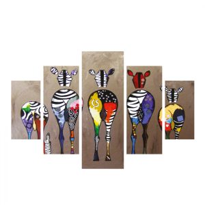 ΠΙΝΑΚΑΣ ΠΕΝΤΑΠΤΥΧΟ MDF COLORFUL ZEBRAS 82Χ56x3 FB97207.03