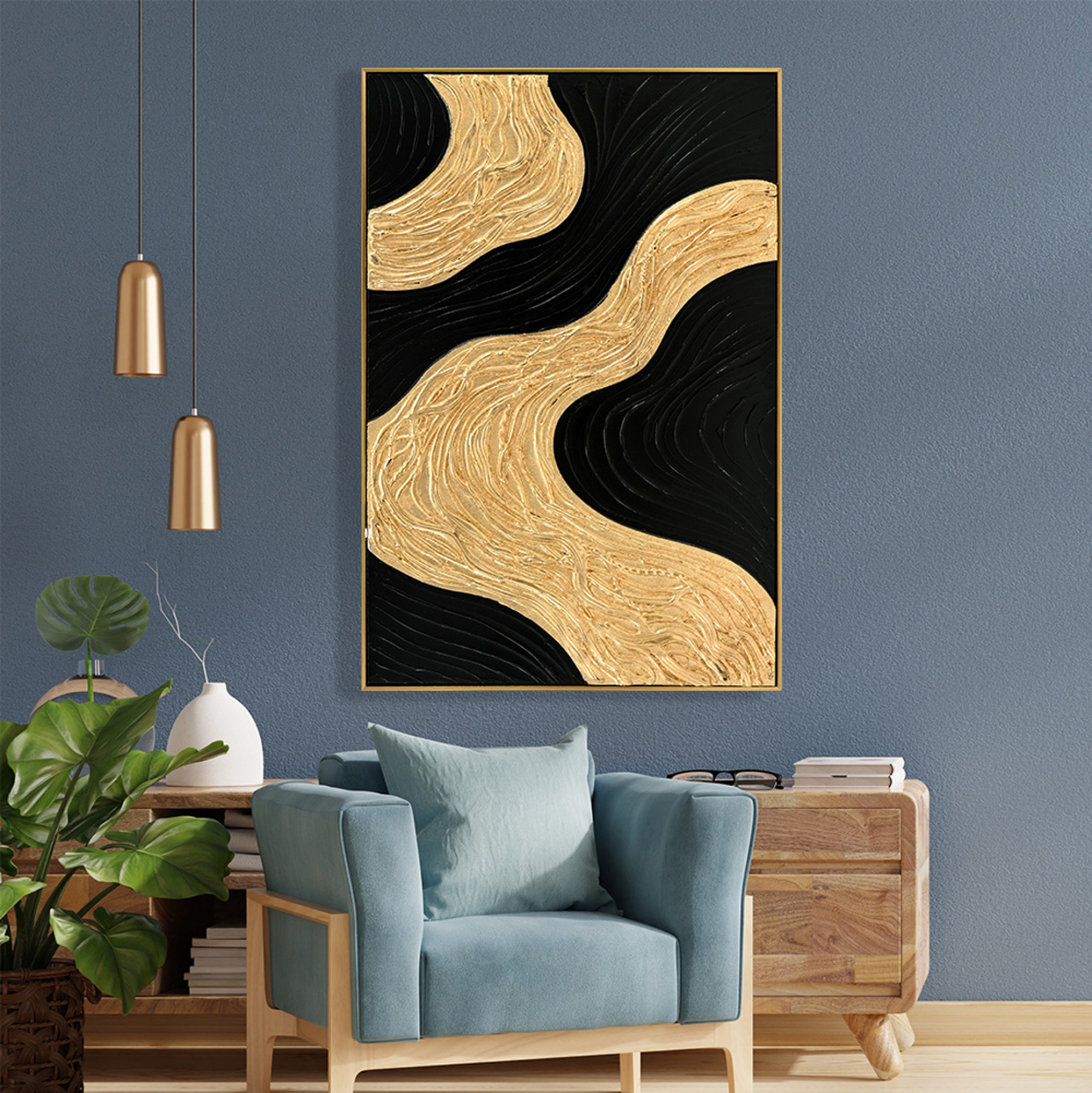 ΠΙΝΑΚΑΣ ΤΟΙΧΟΥ 3D FB94548.01 ΜΕ ΚΟΡΝΙΖΑ ΜΠΕΖ-ΧΕΙΡΟΠΟΙΗΤΑ ΣΧΕΔΙΑ 62x4,5Χ92Υεκ. - Image 3