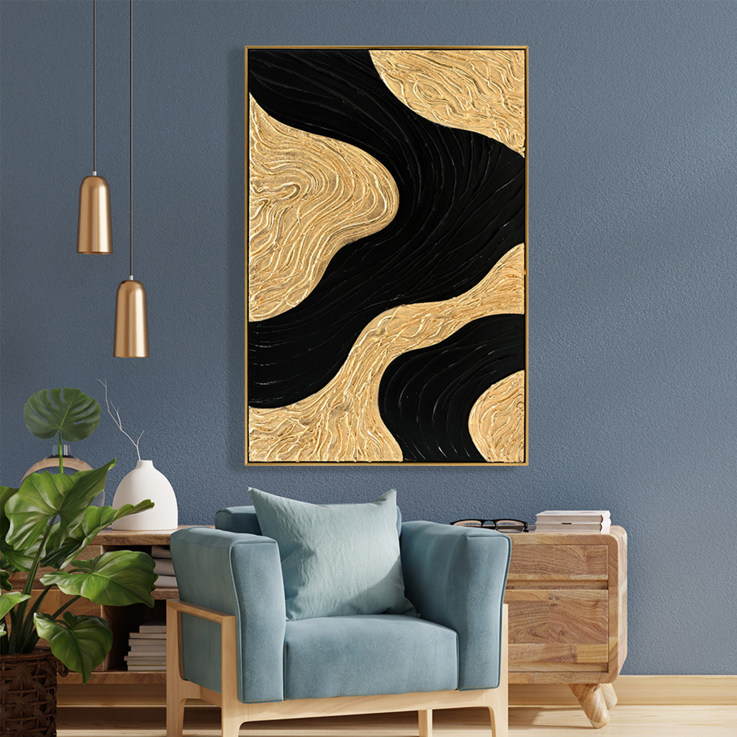 ΠΙΝΑΚΑΣ ΤΟΙΧΟΥ 3D FB94548.02 ΜΕ ΚΟΡΝΙΖΑ ΜΠΕΖ-ΧΕΙΡΟΠΟΙΗΤΑ ΣΧΕΔΙΑ 62x4,5Χ92Υεκ. - Image 3