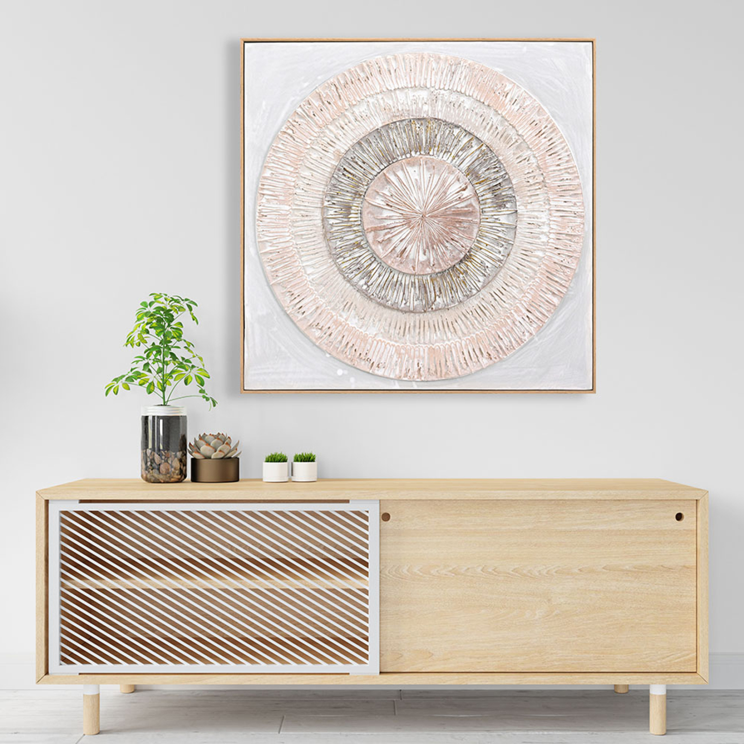 ΠΙΝΑΚΑΣ ΤΟΙΧΟΥ 3D FB94578 ΜΕ ΚΟΡΝΙΖΑ ΜΠΕΖ-ΧΕΙΡΟΠΟΙΗΤΟΙ ΚΥΚΛΟΙ 82x4,5Χ82Υεκ. - Image 3