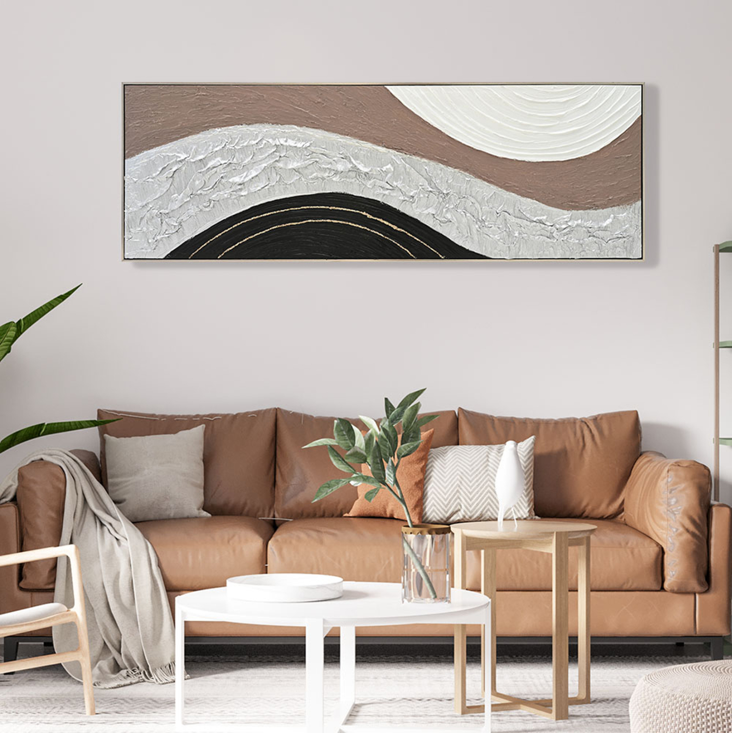 ΠΙΝΑΚΑΣ ΤΟΙΧΟΥ ABSTRACT FB94552.02 ΜΕ ΚΟΡΝΙΖΑ ΜΠΕΖ-ΚΑΜΒΑΣ-ΧΕΙΡΟΠΟΙΗΤΟΣ 152x4.5x52Υεκ. - Image 3