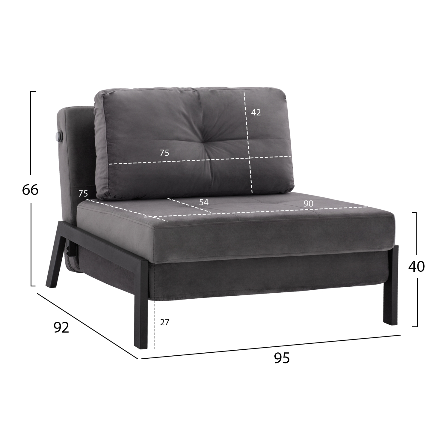 ΠΟΛΥΘΡΟΝΑ ΚΡΕΒΑΤΙ ΑΠΟ ΒΕΛΟΥΔΟ ΓΚΡΙ FB93078.11 95x92x66Υ εκ. - Image 2