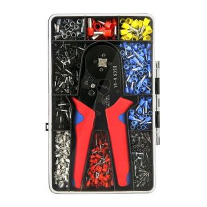 Το σετ αυτό περιλαμβάνει μια αυτορρυθμιζόμενη πρέσα ακροδεκτών και 1200 ακροδέκτες. 