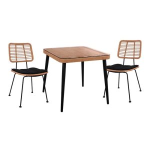 ΣΕΤ 3ΤΜΧ WICKER ΜΕ ΤΡΑΠΕΖΙ 80X80Χ78Υ ΜΠΕΖ & ΜΑΥΡΟ ΧΡΩΜΑ FB910485