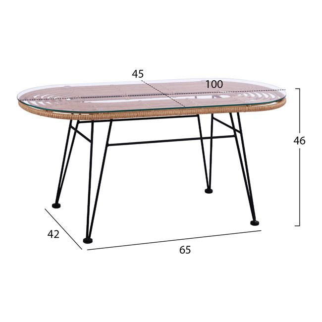 ΣΕΤ 4ΤΜΧ ΤΡΑΠΕΖΙ ΜΕ ΠΑΓΚΑΚΙ & 2 ΠΟΛΥΘΡΟΝΕΣ WICKER ΜΠΕΖ FB910600 - Image 4