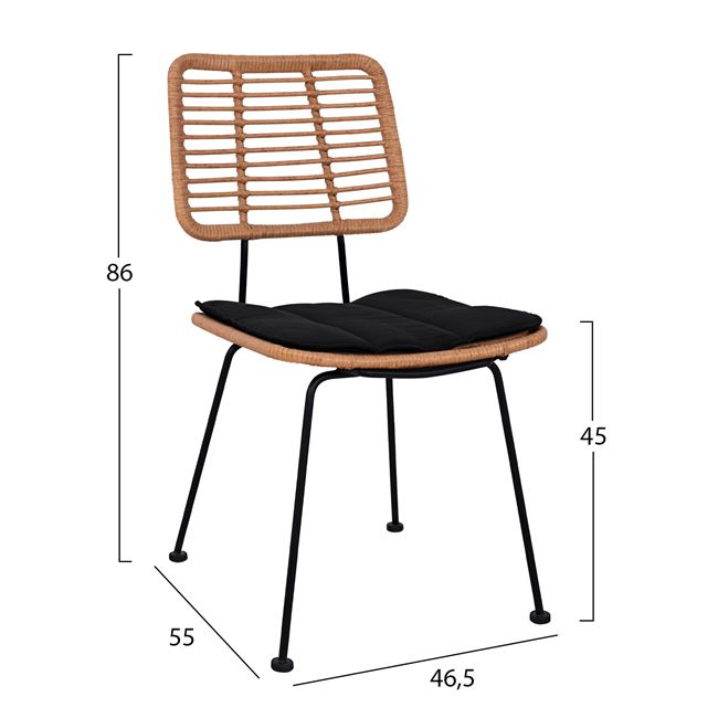ΣΕΤ 5ΤΜΧ WICKER ΜΕ ΤΡΑΠΕΖΙ 140X80Χ78Υ ΜΠΕΖ & ΜΑΥΡΟ ΧΡΩΜΑ FB910492 - Image 3