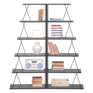 ΣΕΤ ΒΙΒΛΙΟΘΗΚΕΣ 2ΤΜΧ FB911772.20 ΜΕΛΑΜΙΝΗ ΓΚΡΙ-ΜΑΥΡΟ 65x24x146Υεκ.(x2)