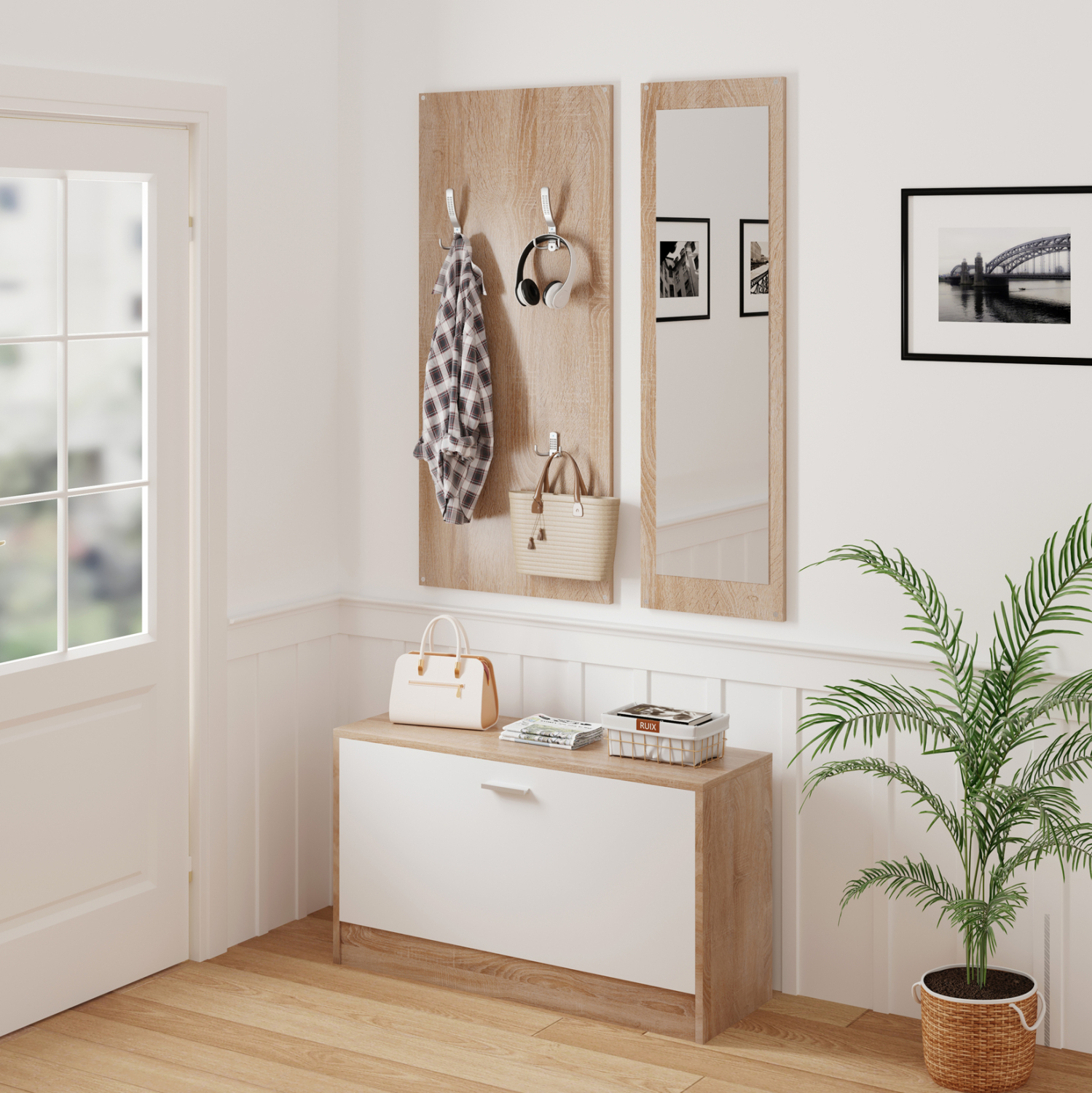 ΣΕΤ ΕΙΣΟΔΟΥ ΜΕ ΚΑΘΡΕΠΤΗ FB92476.04 ΜΕΛΑΜΙΝΗ ΣΕ ΣΟΝΑΜΑ-ΛΕΥΚΟ 80x27x175Υεκ - Image 3