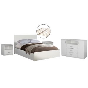 ΣΕΤ ΚΡΕΒΑΤΟΚΑΜΑΡΑΣ 5ΤΜΧ FB911758.03 ΜΕΛΑΜΙΝΗ ΛΕΥΚΗ-ΓΙΑ ΣΤΡΩΜΑ 160x200εκ