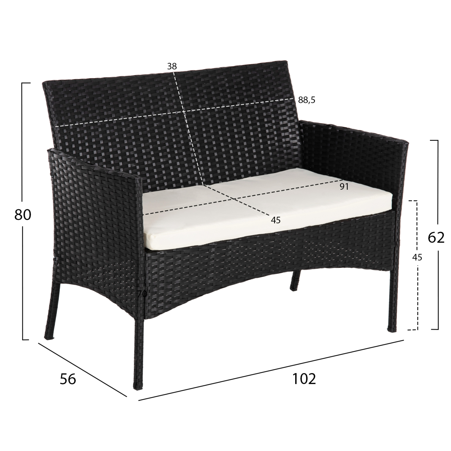 ΣΕΤ ΣΑΛΟΝΙ 4ΤΜΧ FB96089.04 ΣΥΝΘ.RATTAN ΜΑΥΡΟ-ΜΠΕΖ ΜΑΞΙΛΑΡΙΑ - Image 3