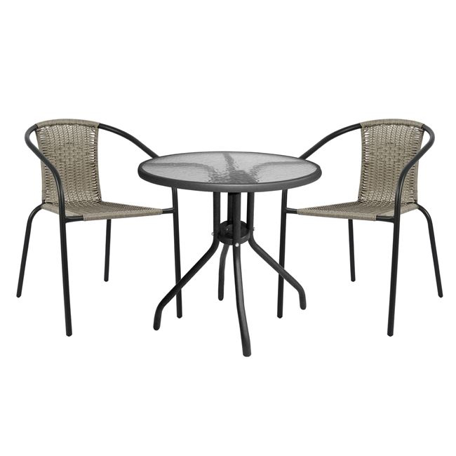 ΣΕΤ ΤΡΑΠΕΖΑΡΙΑΣ 3ΤΜΧ ΜΕ ΤΡΑΠΕΖΙ & ΚΑΡΕΚΛΕΣ ΓΚΡΙ FB95180.01