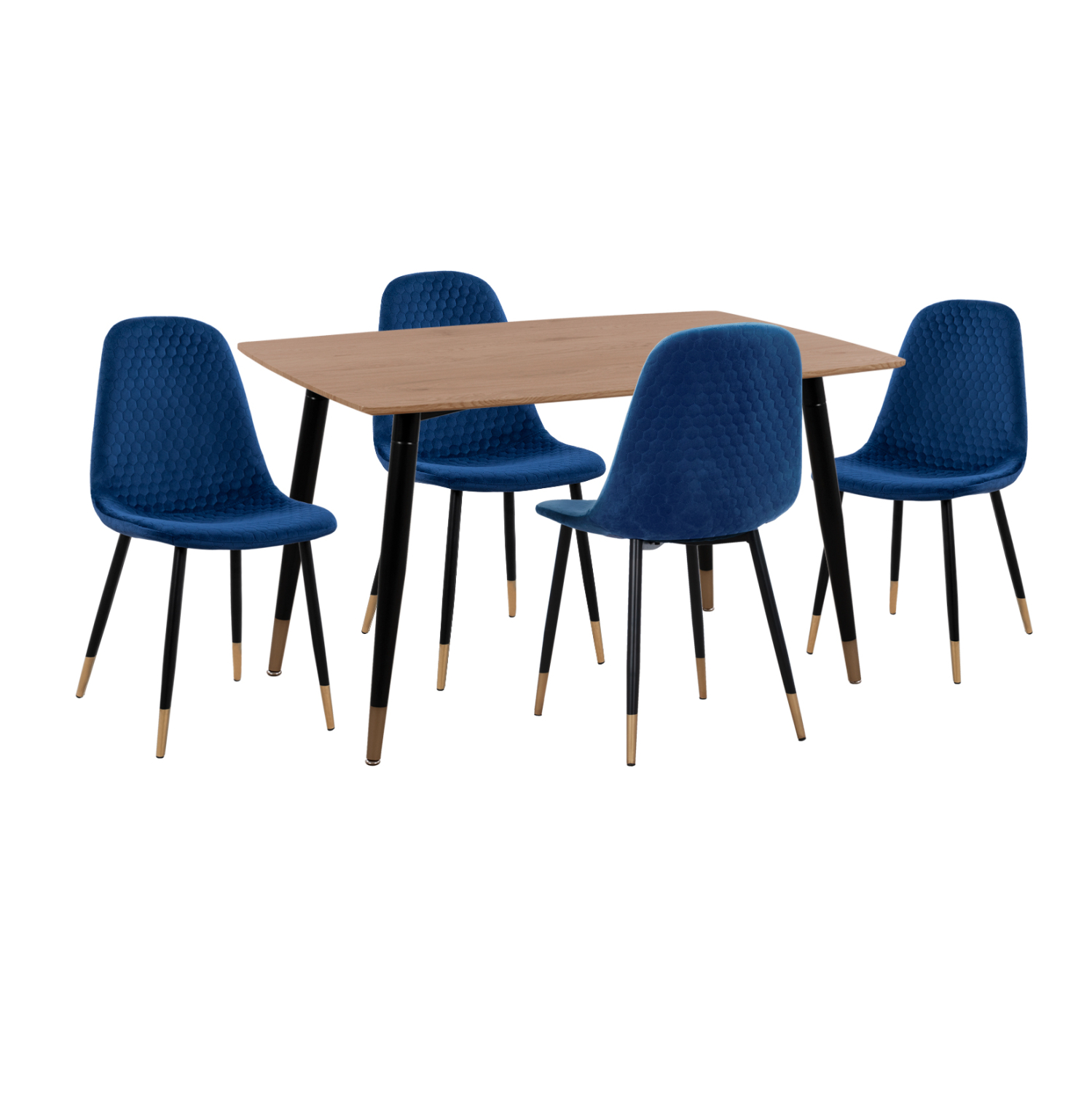 ΣΕΤ ΤΡΑΠΕΖΑΡΙΑΣ 5ΤΜΧ FB911196.08 MDF TOP-ΒΕΛΟΥΔΟ ΜΠΛΕ & ΜΕΤΑΛΛΟ ΜΑΥΡΟ