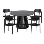 ΣΕΤ ΤΡΑΠΕΖΑΡΙΑΣ 5ΤΜΧ FB921075.01 ΣΤΡΟΓΓΥΛΟ ΤΡΑΠΕΖΙ Φ120εκ. & 4 ΚΑΡΕΚΛΕΣ-ΜΑΥΡΟ