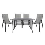 ΣΕΤ ΤΡΑΠΕΖΑΡΙΑΣ 5ΤΜΧ FB95193.01 ΜΕΤΑΛΛΙΚΗ ΜΕ 4 ΚΑΡΕΚΛΕΣ & ΤΡΑΠΕΖΙ 110x60 ΓΚΡΙ